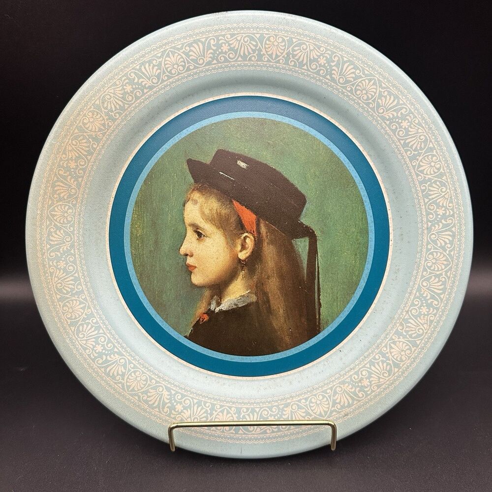 Vintage Ohio Art Alsatian Girl Tin Plate Jean Jacques Henner 10” 1974 USA